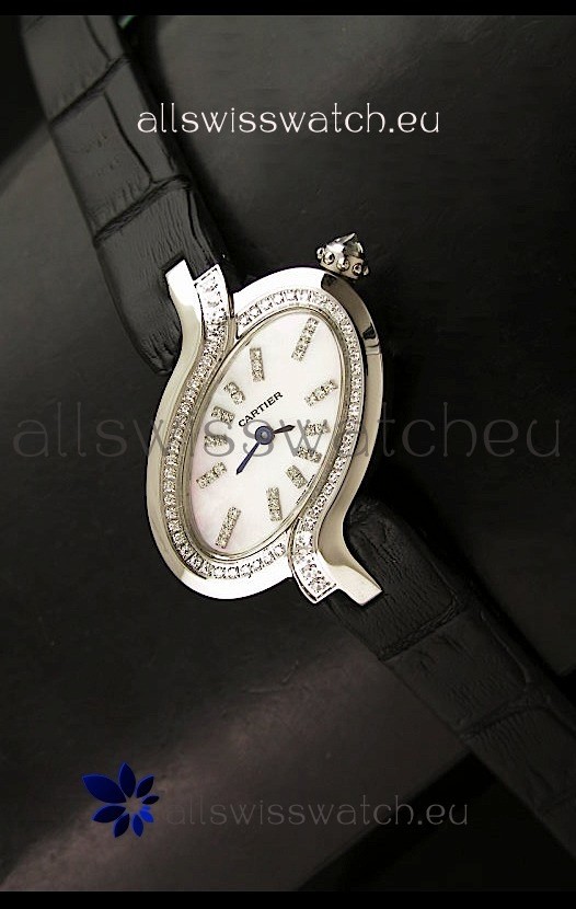 Delices De Cartier Ladies Replica Japanese Watch in White Pearl Dial
