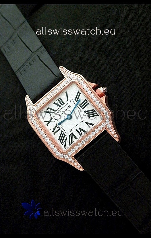 Cartier Santos Dumont Japanese Replica Watch in Pink Gold Casing