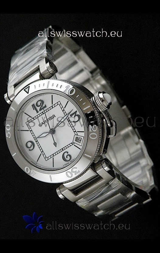 Cartier Pasha De Seatimer Japanese Quartz Watch in White Dial