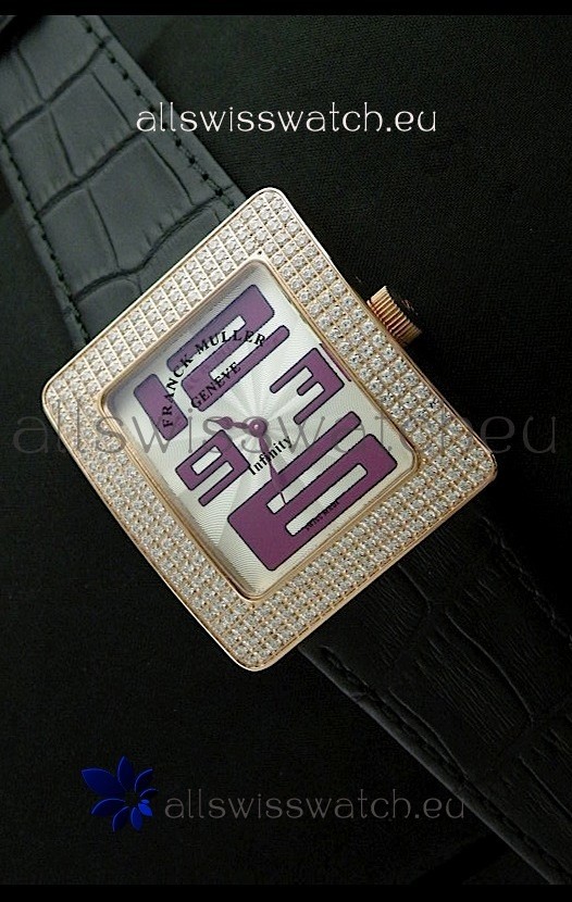 Franck Muller Geneve Infinity Japanese Gold Watch in Purple Numeral Markers