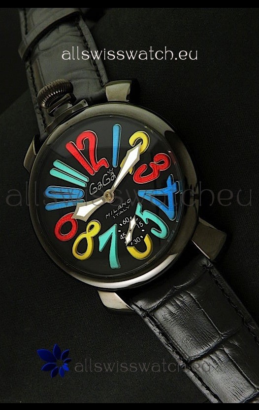 Gaga Milano Italy Japanese Replica PVD Watch in Multi Colour Arabic Markers