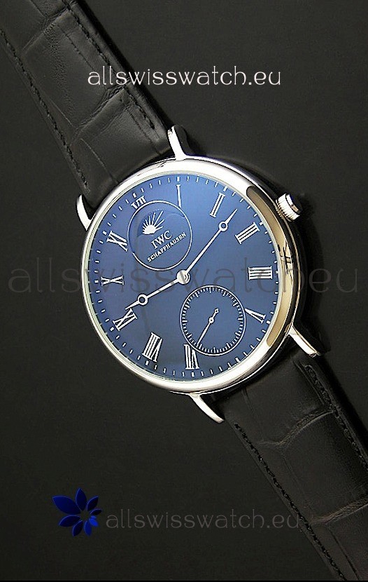 IWC Vintage Portifino MoonPhase Japanese Replica Watch in Black Dial