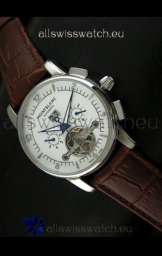 Mont Blanc Flying Tourbillon Japanese Replica Watch in White Dial