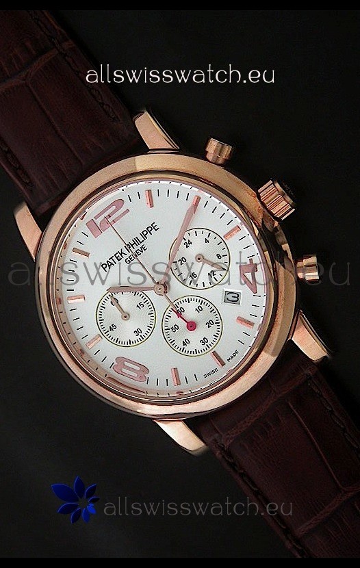 Patek Philippe Perpetual Calender Japanese Steel Watch in White Dial