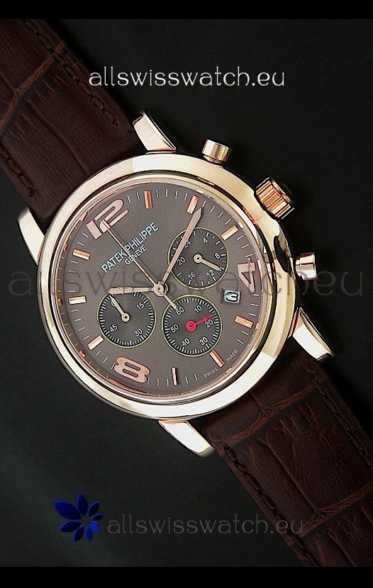 Patek Philippe Perpetual Calender Japanese Steel Watch in Brown Dial