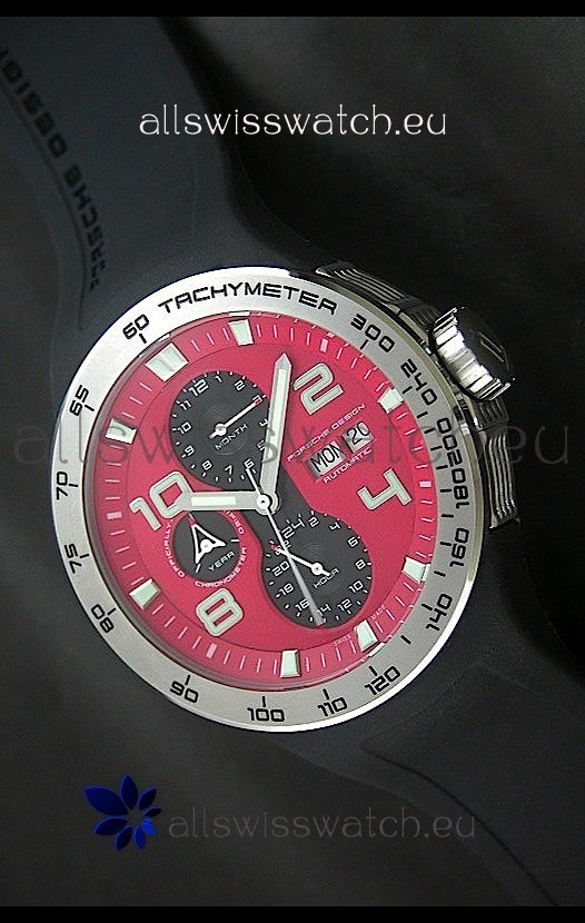Porsche Design Flat Six P'8340 Swiss Chronograph Watch in Red Dial