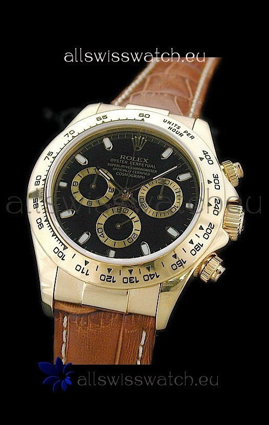 Rolex Daytona Cosmograph Swiss Replica Gold Watch in Gold Subdials