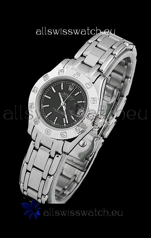 Rolex Datejust Ladies Japanese Replica Ladies Watch in Black Dial