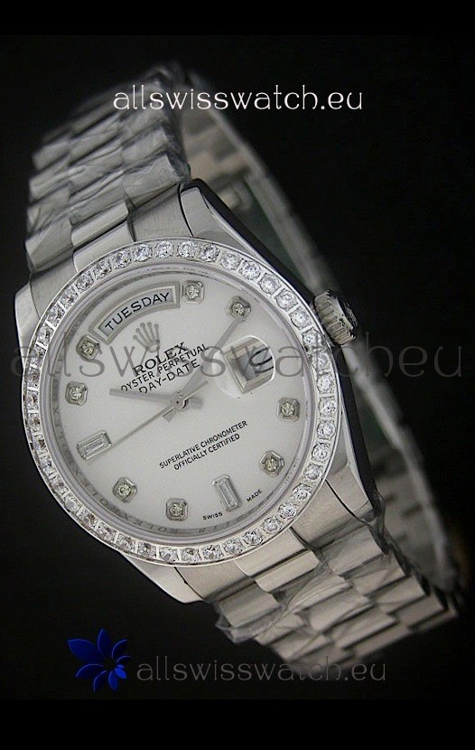 Rolex Day Date Just swiss Replica Watch in White Dial 