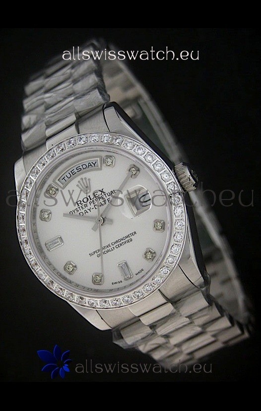 Rolex Day Date Just swiss Replica Watch in White Dial