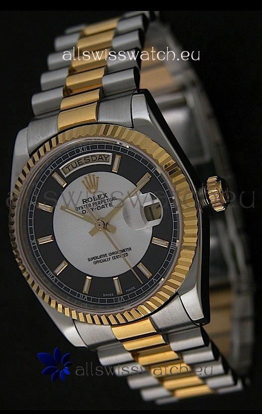 Rolex Day Date Just Japanese Replica Two Tone Gold Watch 