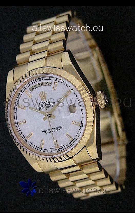 Rolex Day Date Just swiss Replica Yellow Gold Watch 