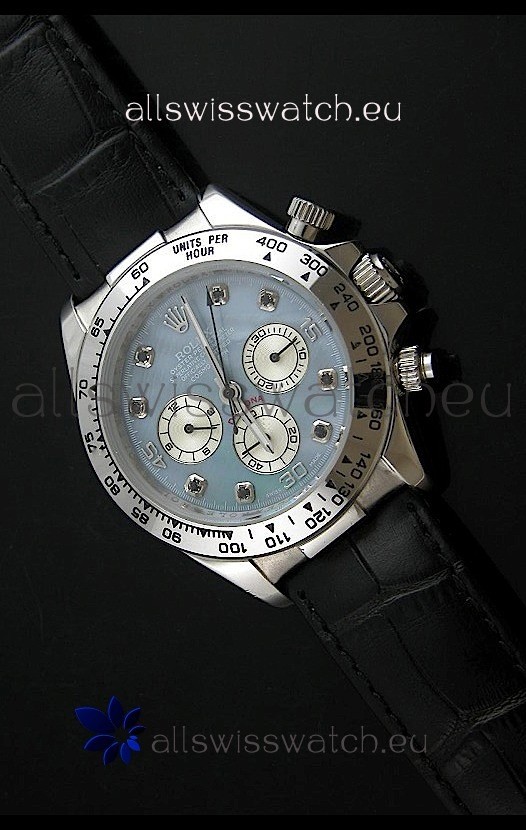 Rolex Daytona Japanese Replica Steel Watch in Light Blue Dial