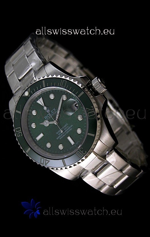 Rolex Submariner Swiss Gold Watch in Green Dial with Green Ceramic Bezel