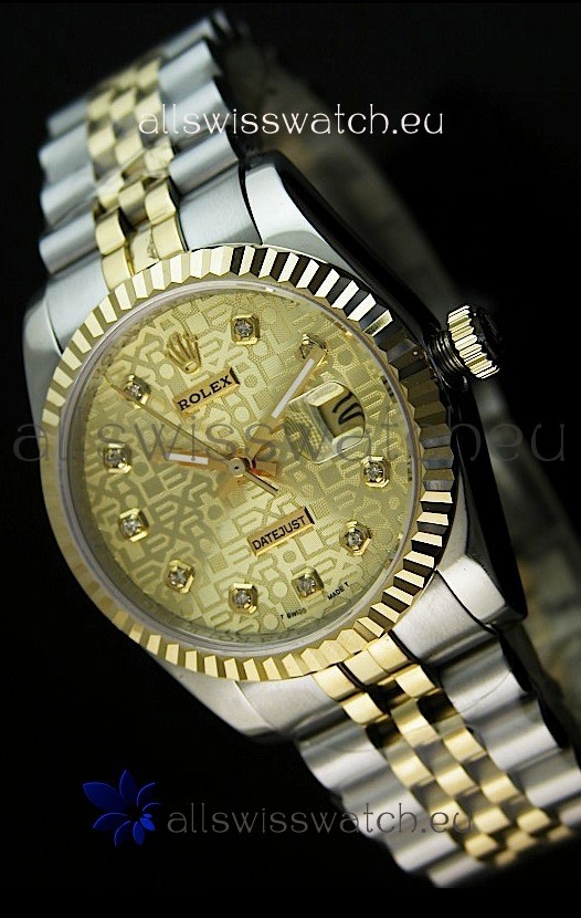 Rolex Replica Datejust Mens Swiss Watch in Gold Dial - 41MM