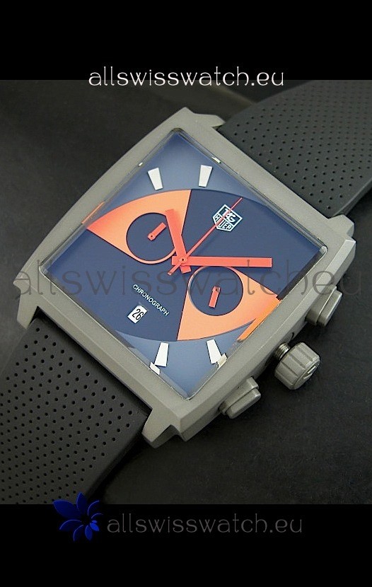 Tag Heuer Monaco Limited Edition Japanese Replica Titanium Watch in Orange Markers