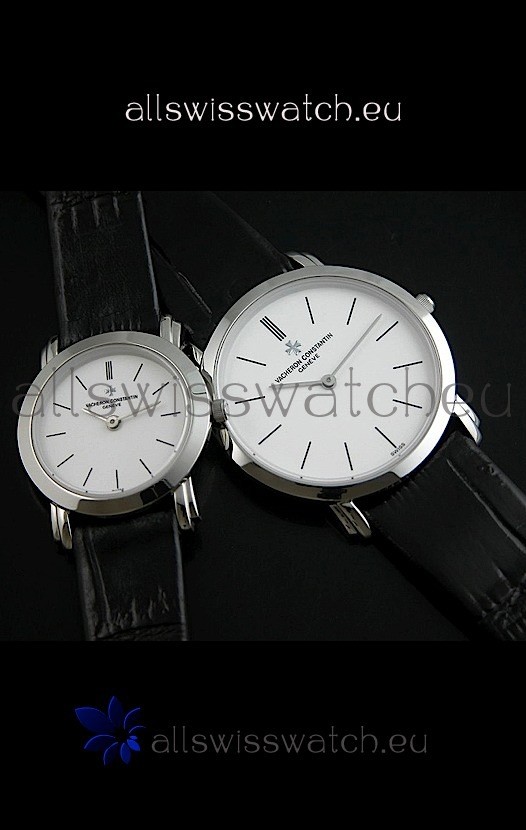 Vacheron Constantin Classical Couple Japanese Steel Watch in Leather Strap