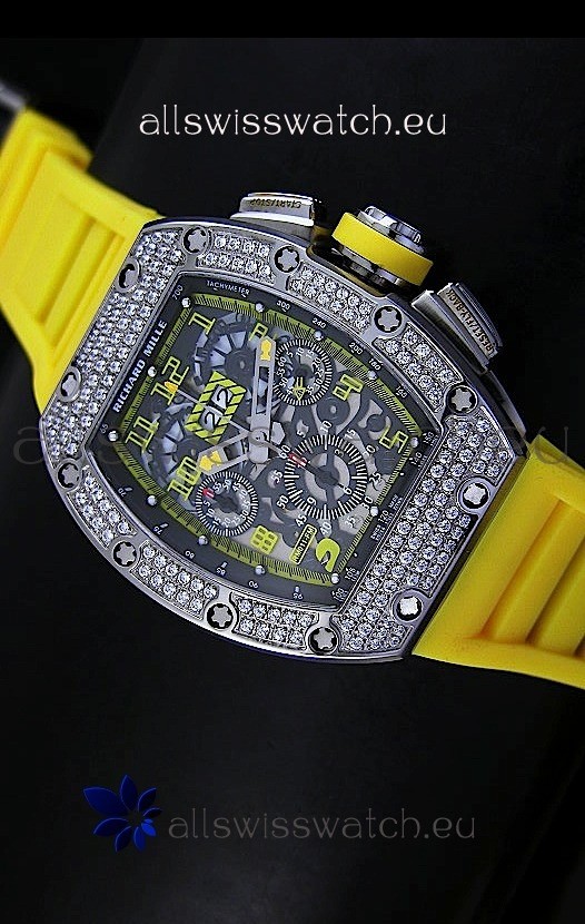 Richard Mille Filippe Massa Edition Titanium Swiss Replica Watch in Yellow Strap