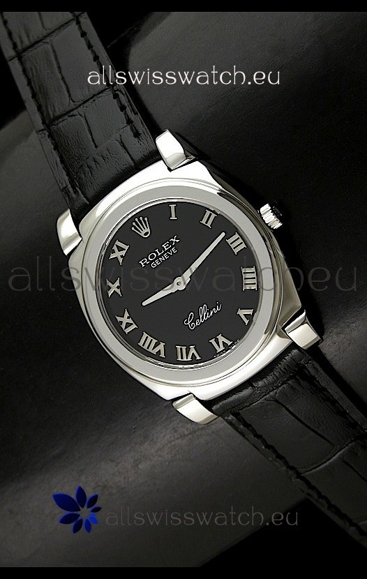 Rolex Cellini Japanese Replica Steel Watch in Black Dial