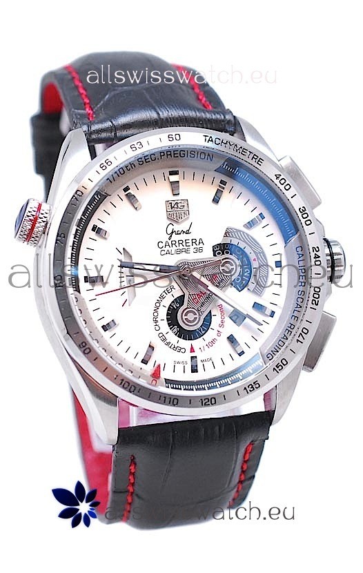 Tag Heuer Grand Carrera Calibre 36 Japanese Automatic Watch in White Dial
