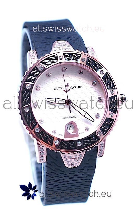 Ulysse Nardin Diver Pink Gold Watch in White Dial