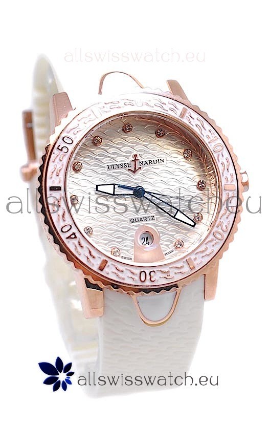 Ulysse Nardin Lady Diver Replica Watch in Pink Gold Casing