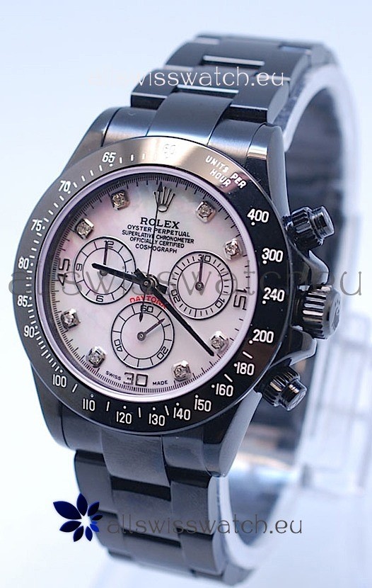 Rolex Daytona Cosmograph Project X Design Black Out Edition Series II Swiss Watch in Pink Pearl Dial 