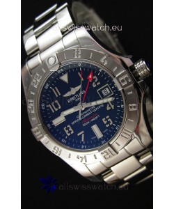 Breitling Avenger II GMT Swiss Replica Watch in Black Dial Steel Strap 1:1 Mirror Replica Version