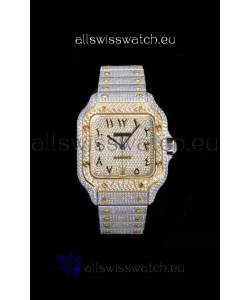 Santos De Cartier Swiss Replica Watch with Diamonds Embedded Dial in Two Tone Casing 40MM