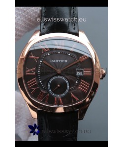 Drive De Cartier 1:1 Mirror Replica Watch in Rose Gold Plating - Brown Dial 