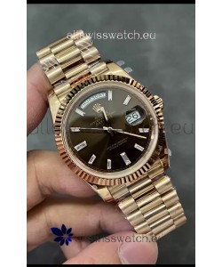 Rolex Day Date 40MM 228235 Rose Gold in Dark Brown Dial 1:1 Mirror Replica Watch