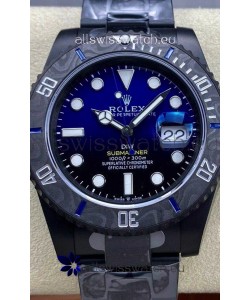 Rolex Submariner DiW Special Edition Watch in DLC Coating Carbon Bezel Blue Dial