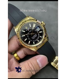 Rolex Sky-Dweller REF# M336235 Black Dial Yellow Gold Watch in 904L Steel Case 1:1 Mirror Replica