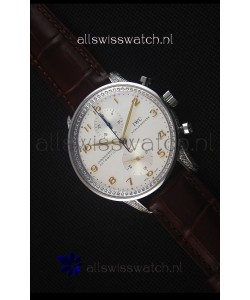 IWC Portuguese Chronograph Stainless Steel with Diamonds 1:1 Mirror Replica Watch