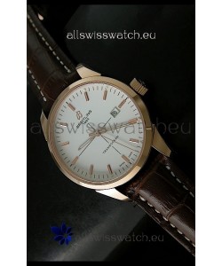 Breitling Transocean Rose Gold White Dial Swiss Watch