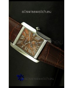 Cartier Tank Anglaise Japanese Replica Watch 34MM - Brown Dial Steel Case