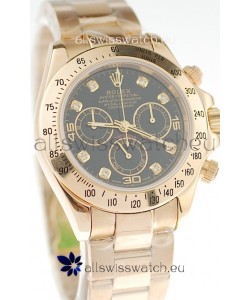 Rolex Daytona Cosmograph 2011 Edition Swiss Replica Gold Plated Watch in Black Dial