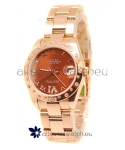 Rolex Datejust Swiss Replica Rose Gold Watch in Brown Dial  - 36MM