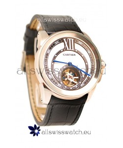 Calibre de Cartier Flying Tourbillon Japanese Replica Steel Watch 