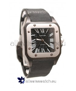 Cartier Santos 100 Swiss Replica Watch in Black Dial