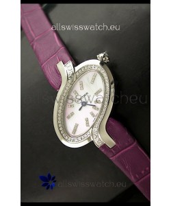 Delices De Cartier Ladies Replica Japanese Watch in Pink Leather Strap