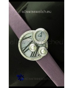 Cartier Jewellery Pearl Diamond Watch in Purple Strap