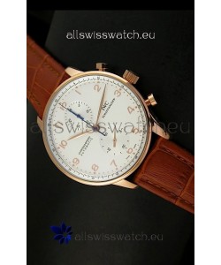 IWC Portuguese Chronograph Swiss Replica Watch in Pink Gold - 1:1 Mirror Replica Edition