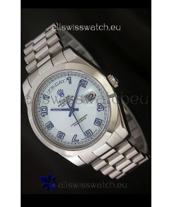 Rolex Day Date Swiss Replica Steel Watch in White Dial