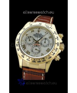 Rolex Daytona Cosmograph Swiss Replica Gold Watch in Roman Hour Markers