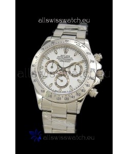 Rolex Daytona Cosmograph Swiss Replica Steel Watch in White Dial