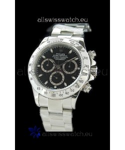 Rolex Daytona Cosmograph Swiss Replica Steel Watch in Black Dial