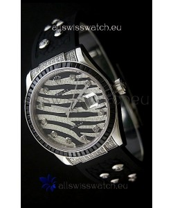 Rolex Datejust Mens Swiss Replica Leopard Watch in Diamand Markers