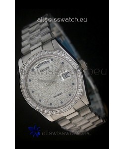 Rolex Day Date Just swiss Replica Watch in Full Diamonds Dial 