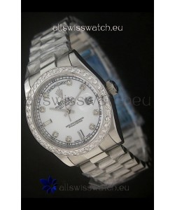 Rolex Day Date Just swiss Replica Watch in Pearl White Dial
